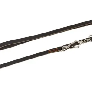 Neuheit AKAH Spezial-Umhängeleine , aus Sattelleder , Breite 15mm, mit Scherenzange und Karabinerhaken, Dunkelbraun, 160cm